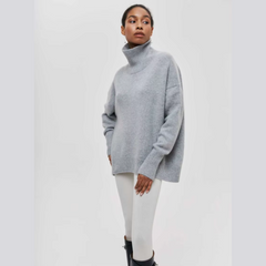 Kurzarm-Rollkragenpullover – Kühne Eleganz mit modernem Flair in Grau