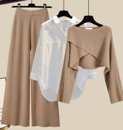 Arabelle - Gestricktes 3-Teiliges Set in Khaki