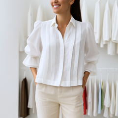 Nora™ | Elegante Plisseebluse in Weiß