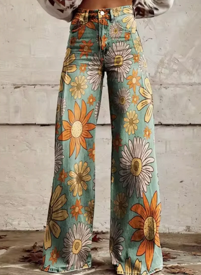 Anzhela - Weite Hose mit buntem Druck