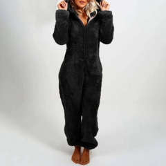 Eudora - Flauschiger Winter-Jumpsuit in Schwarz