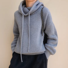 Annalina™ | Gestrickter Hoodie in Grau