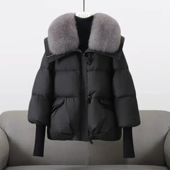 HANNAH | Luxuriöse Winterjacke mit Pelzkragen in Schwarz