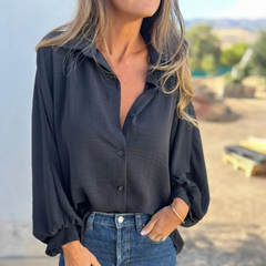 Nathalie™ | Elegante Oversize-Bluse in Schwarz