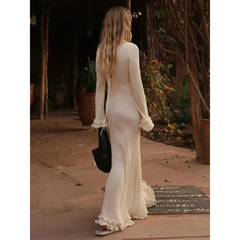 Ellasandra - Langärmliges Maxikleid in Weiß