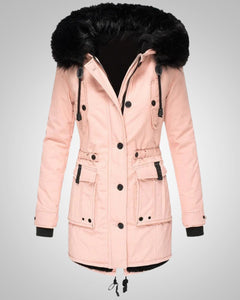 Elena | Damen Gefütterte Winter Parka Jacke in Rosa