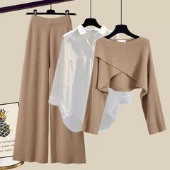Franziska | Bequemes dreiteiliges Langarmset in Braun