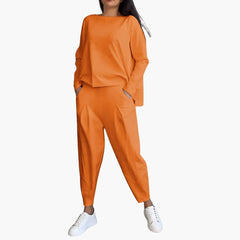 Stilvolles und gemütliches Zweiteiler-Set für Damen in Orange