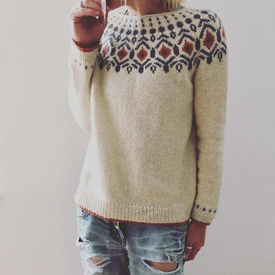 Damen Grobstrickpullover mit Geometrischem Muster | Winter