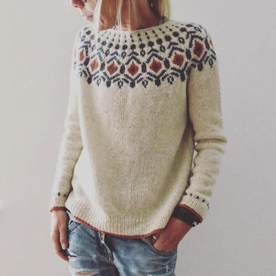 Damen Grobstrickpullover mit Geometrischem Muster | Winter