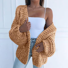 DICKES MOHAIR CARDIGAN | WEICH, WARM, STILVOLL in Goldbraun