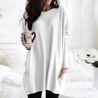 Meredith - Lässiger Langarm-Longpullover