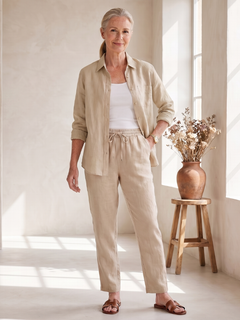 Noor | Langarmshirt mit tapered Pants Set in Beige