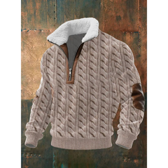 Ibrahima – Fleece Rollkragen Pullover Mit Reißverschluss in Khaki
