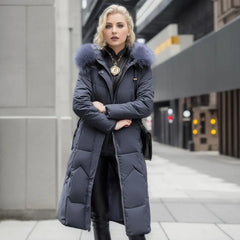 Marine - Verlängerter warmer Wintermantel in Grau