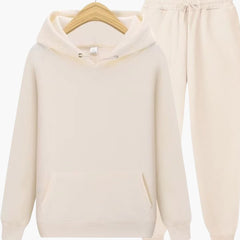Herren Jogginganzug mit Kapuzenpullover und Bündchenhose in Beige