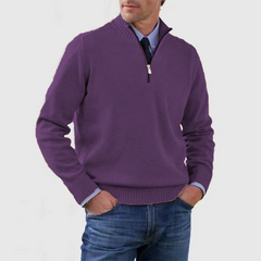 Pullover Herren Half Zip Modern | Warm Komfort Freizeit in Violett
