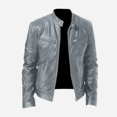 Norris - Lässige und schmal geschnittene Lederjacke für Herren in Grau