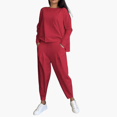Stilvolles und gemütliches Zweiteiler-Set für Damen in Rot