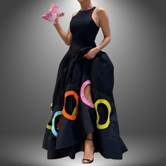 Luna | Künstlerisches Handgefertigtes Kleid für Frauen in Schwarz