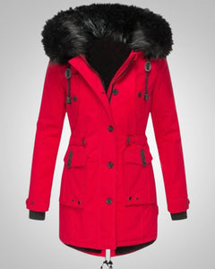 Elena | Damen Gefütterte Winter Parka Jacke in Rot