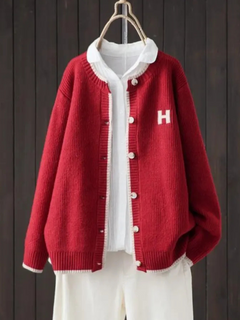 Helene | Klassischer Cardigan in Rot
