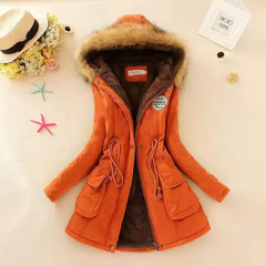 Therelle™ - Herbst-/Winterjacke mit Kapuze Stickerei und Tailliertem Schnitt in Orange