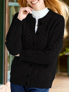 ELEGANTER KABELSTRICK-CARDIGAN | STILVOLL, KOMFORTABEL, VIELSEITIG in Schwarz