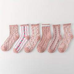 Jasmin | Vintage Socken in Gemischte Farben-Blumen 6 Paare