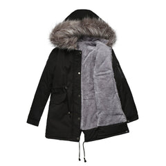 Warmer Damenparka mit Kapuze in Schwarz