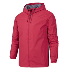 Regenjacke Herren Leicht | Wasserdicht Atmungsaktiv in Rot