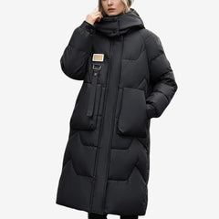 Lizzy | Langer Wintermantel in Schwarz