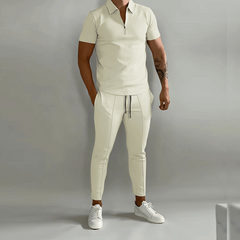 Herren Elegantes Polo Shirt und Hose Set | Stilvoll in Beige