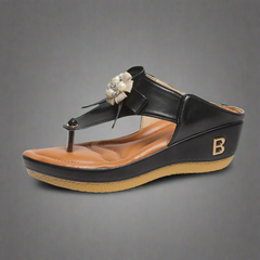 Norlaine | Orthopädische Sandalen für den Sommerkomfort in Blumen und Schwarz