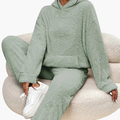 Teddy Hoodie Loungewear für Damen in Grün