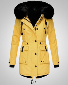 Elena | Damen Gefütterte Winter Parka Jacke in Gelb