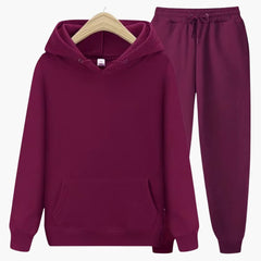 Herren Jogginganzug mit Kapuzenpullover und Bündchenhose in Burgundisch
