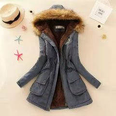 Therelle™ - Herbst-/Winterjacke mit Kapuze Stickerei und Tailliertem Schnitt in Grau