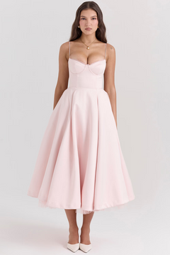 Luce - Satin-Tüll-Midikleid in ROSA