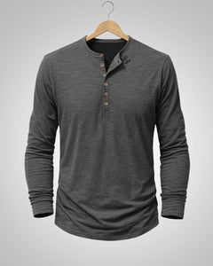 Sam | Herren Casual Henley Rundhalsshirt in Grau