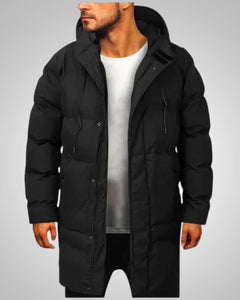Robert | Herren Lange Steppjacke Winter Parka in Schwarz