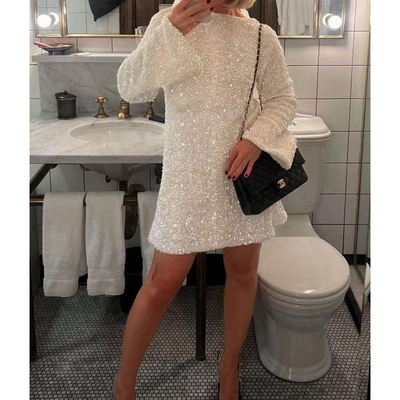Antonette - Pailletten-Partykleid - Langarmstil