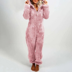 Eudora - Flauschiger Winter-Jumpsuit in Hellrosa