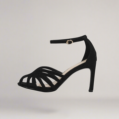 Daria® | Sandale aus Kunstleder mit hohem Absatz in Schwarz