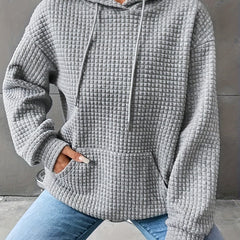 Léana™ | Texturiertes Kapuzen-Sweatshirt mit langen Ärmeln in Grau