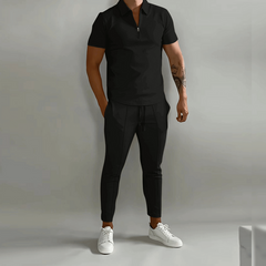 Herren Elegantes Polo Shirt und Hose Set | Stilvoll in Schwarz