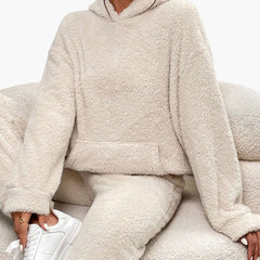 Teddy Hoodie Loungewear für Damen in Beige