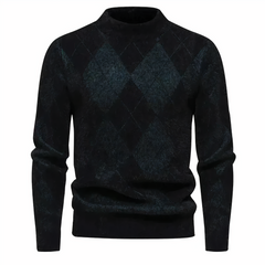 Arvid - Stehkragenpullover - Diamantmuster in Schwarz