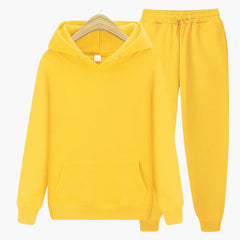 Herren Jogginganzug mit Kapuzenpullover und Bündchenhose in Gelb