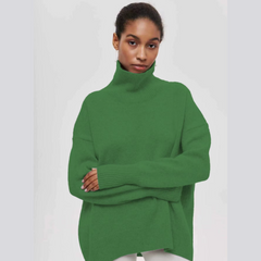 Kurzarm-Rollkragenpullover – Kühne Eleganz mit modernem Flair in Dunkelgrün